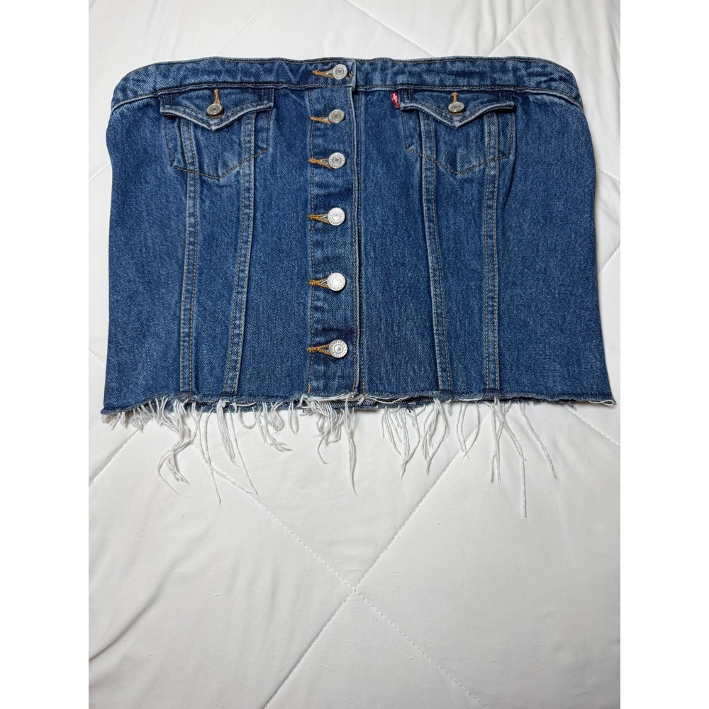Levi's Lace up Denim Corset Top - Medium Wash Blue Size M Edgy Street Style